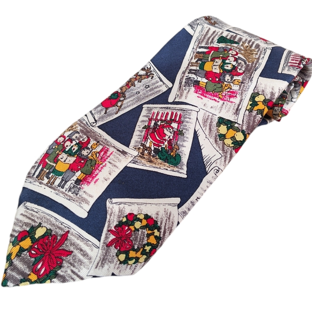 Wembley the Silks Christmas Tie Necktie Carolers Wreath Santa